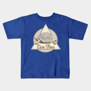 Tortoise and "Live Slow" Text Kids T-Shirt